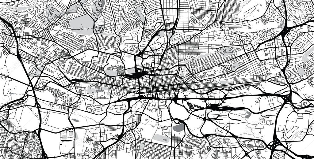 Urban vector city map of Johannesburg, South Africa