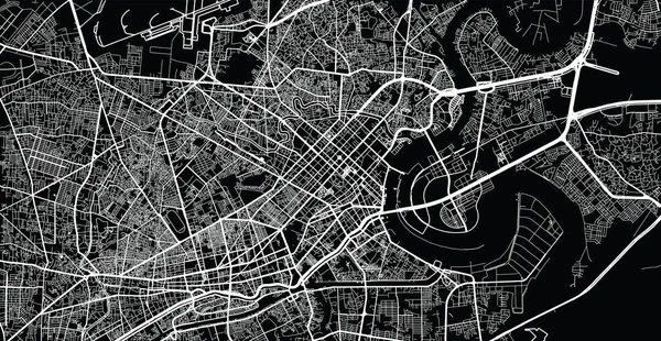 Vector aerial city road map of Ho Chi Minh, Vietnam — Stock Vector