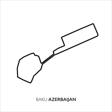 Bakü şehir pisti, Azerbaycan. Motorsport yarış izi vektör haritası