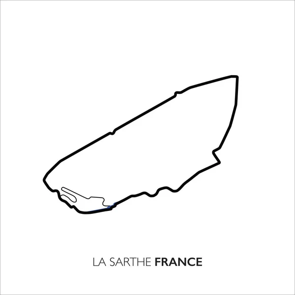 Κύκλωμα La Sarthe, Γαλλία. Motorsport διαδρομή διάνυσμα χάρτη — Διανυσματικό Αρχείο