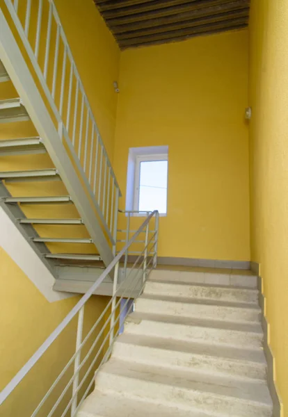 stairs in building corridor. staircase in a modern economy class