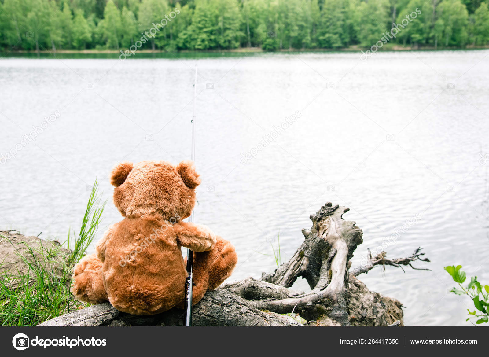 fishing teddy bear