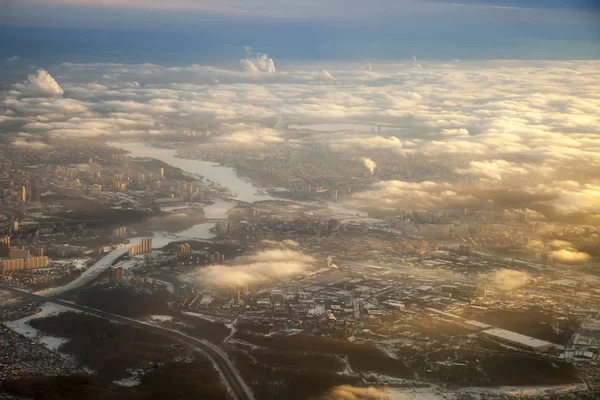 Moscow areal skyline cityscape clouds tourism travel