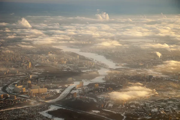 Moscow areal skyline cityscape clouds tourism travel