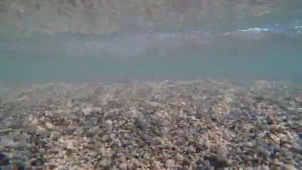 Rocas Marinas Agua Bajo Las Olas — Vídeos de Stock