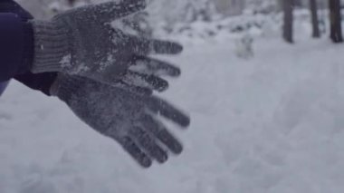 Jack ile oynuyor adam russell terrier köpek kar köpek yavrusu mutlu neşeli 