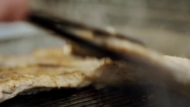 Chicken Breast Grilled Professional Grill — Stock Video