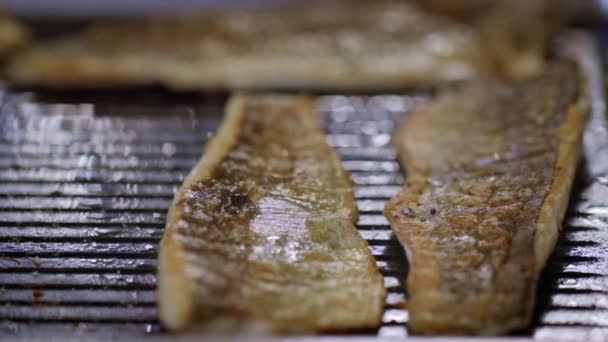 Fish Grilled Professional Grill — Stock Video