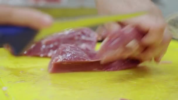 Taglio Preparazione Delle Carni Bovine — Video Stock