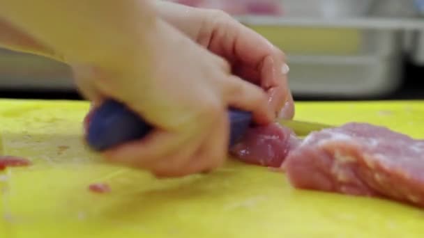 Corte Preparação Carne Bovino — Vídeo de Stock