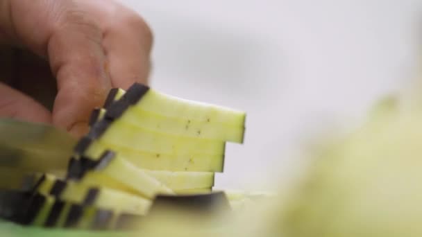 Patlıcan Mutfak Şef Kesme Hazırlanması — Stok video