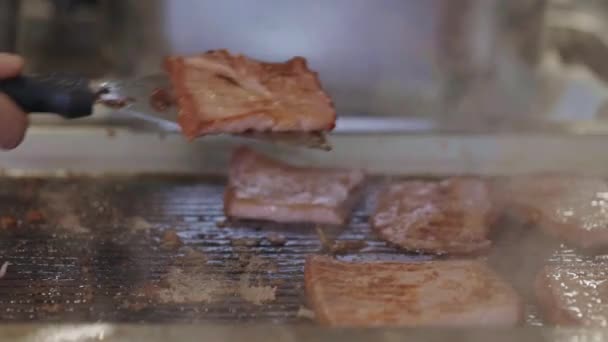 Smoked Sirloin Grilled Professional Grill — Stock Video