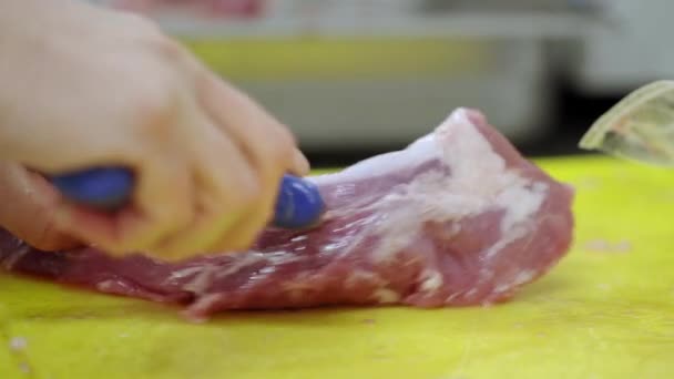 Beef Cutting Preparing — Stock Video