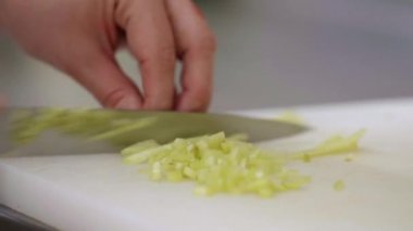 kırmızı biber mutfak Şef kesme dilim hazırlanması