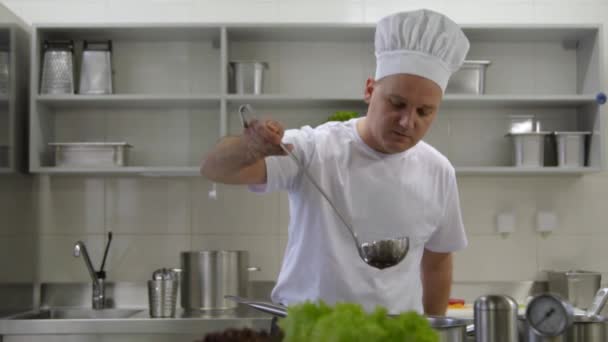 Drukke Koks Keuken Chef Kok Werken Professionele Keuken — Stockvideo