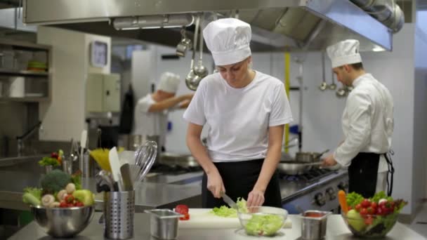 Koch Kocht Als Sich Selbst Verletzt — Stockvideo