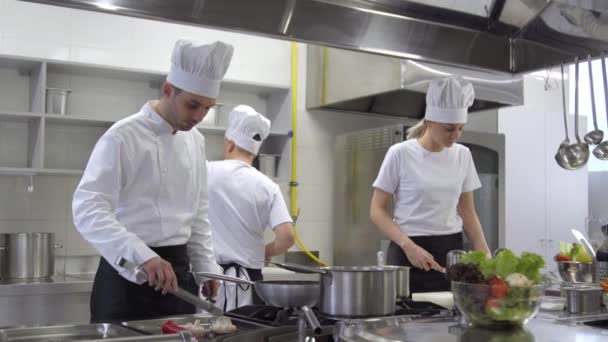 Cozinheiros Cozinhar Chef Experimenta Sopa — Vídeo de Stock