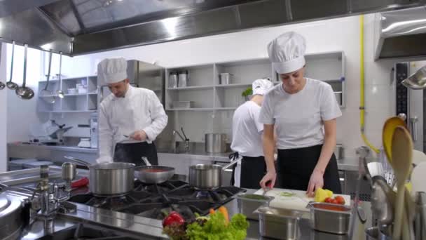 Köche Kochen Koch Probiert Suppe Aus — Stockvideo