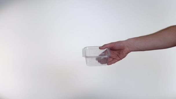 Mano Rifiuta Monouso Pranzo Scatola Plastica Favore Riutilizzabilein Acciaio Inox — Video Stock