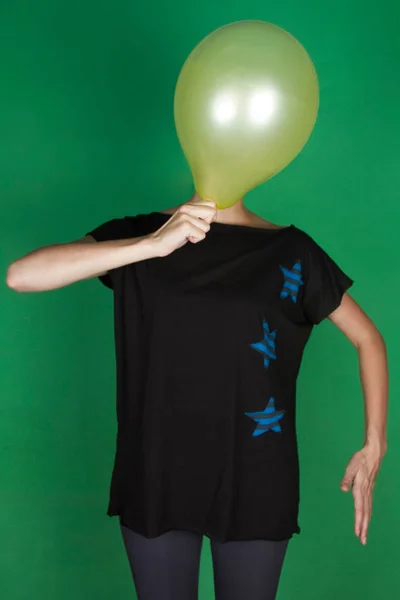 People faces covered with balloons green screen - Image