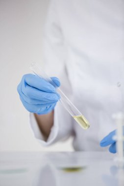 Bir cam tüp cbd yağı deneysel titrasyon