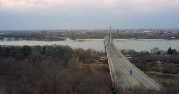 Tiro Aéreo Constante Durante Nublado Día Invierno Mostrando Ciudad Novi — Vídeo de stock