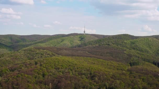 Televizní Věž Viděna Národním Parku Fruska Gora Hora Top Orlovo — Stock video