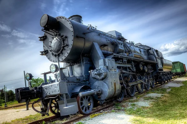 Vista Sullo Sfondo Del Treno Locomotore — Foto Stock