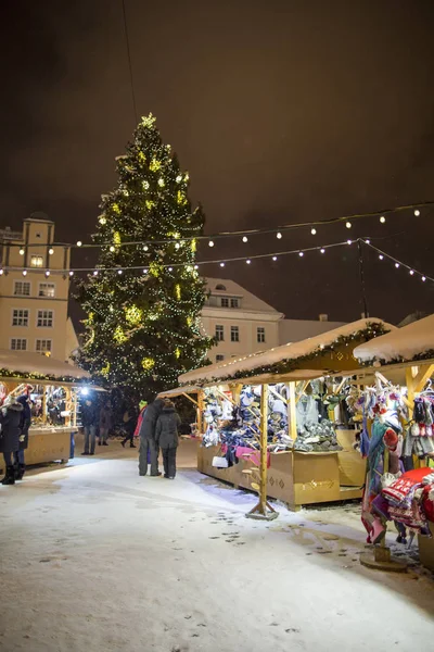 Karácsonyi Tallinn Tér Piac — Stock Fotó