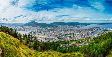 Norveç Bergen şehir görünümü panorama