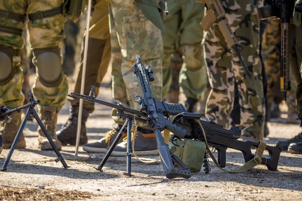 Machine Guns Soldiers Legs — Stock Photo, Image