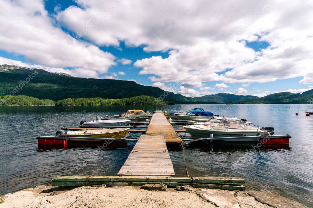 Norwegian pier in a lake