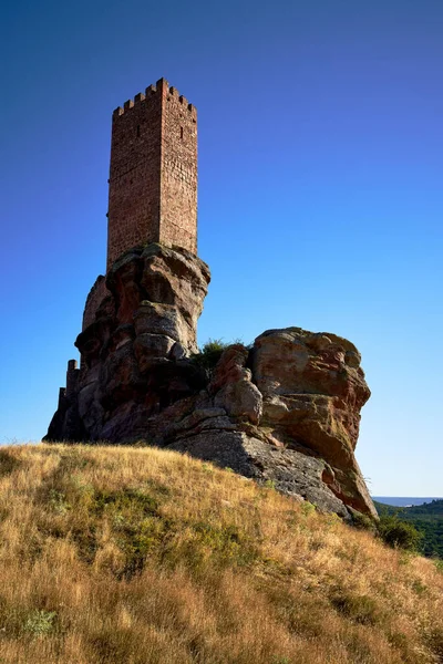 Bela Vista Torre Rocha Castelo Zafra Vertical Província Guadalajara Espanha — Fotografia de Stock