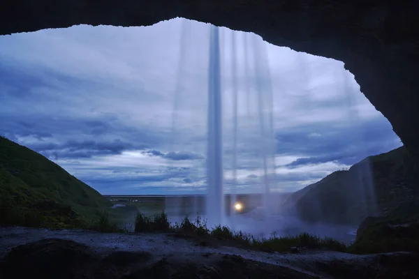 Bela Vista Dentro Cachoeira Seljalandsfoss Islândia — Fotografia de Stock