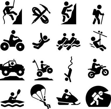 Dağcılık, rafting, vektör tırmanma, off-Road'a benziyor ve macera simgeler