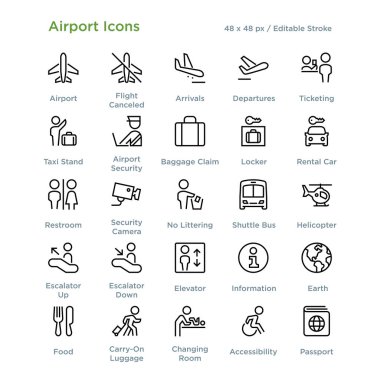Airport travel vector icons clipart