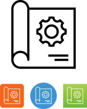 Dişli vektör simgesi ile blueprint