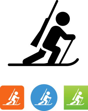 Biatlon kayakçı tüfek vektör simgesi
