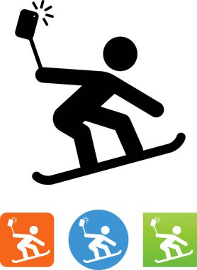 Bir selfie vektör simgesi alarak snowboarder
