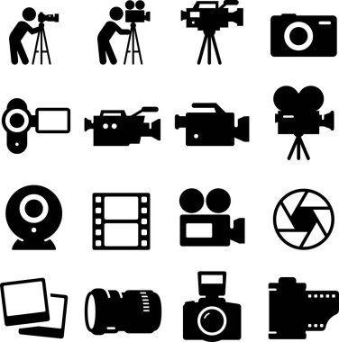 Fotoğraf, video ve film Icon set. Dijital ve yazdırma projeleri için vektör simgeler.