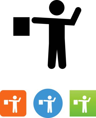 Bir bayrak tutan kişi simge vektör