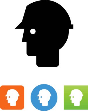 Bir kask vektör simgesi giyen kişi