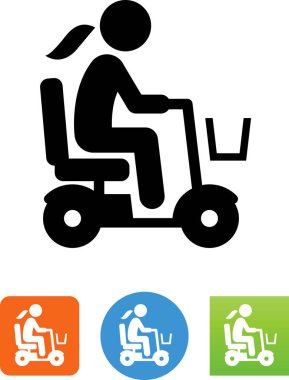Kadın kıdemli vatandaş hareketlilik Scooter simgesi sürme