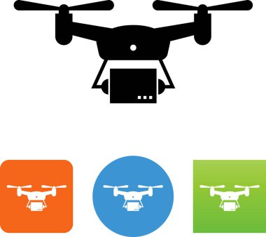 Bir paket vektör simgesi teslim uçak uçan