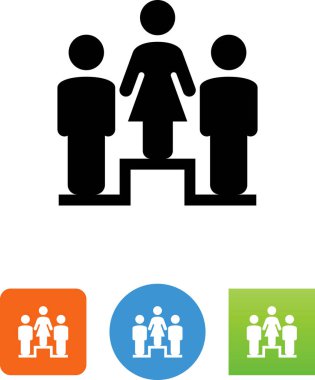 Bir platform vektör simgesi üzerinde duran insanlar