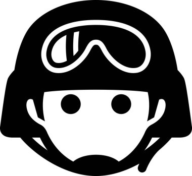 Kask ve gözlük simgesi olan asker