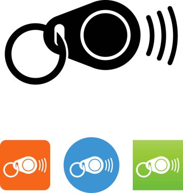Radyo frekans kimlik belirleme (RFID) anahtar fob düğme sembolü ile. Video, mobil uygulamalar, Web siteleri ve yazdırma projeleri için vektör simgeler.