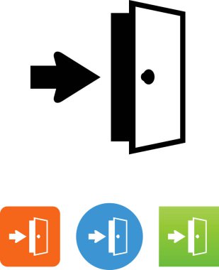 Açık kapı ile ok vektör simgesi