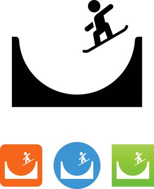 Snowboard halfpipe vektör simgesinde sürme