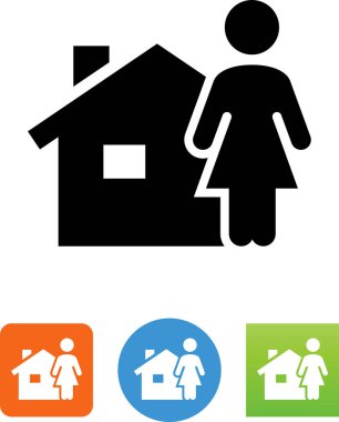 Yanında bir evi vektör simgesi duran kadın